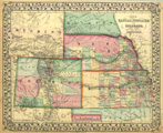 Link To Map: Map of Kansas, Nebraska and Colorado.  Showing also The Southern portion of Dacotah.