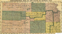 Link To Map: Congressional Map of the State of Kansas, 1875.  Showing the complete Railroad System, Water Courses, Land Districts, Boundary of Congressional Districts, Geographical Centres, and Centres of Population for the Years 1860, 1870 and 1875.