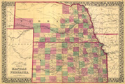 Link To Map: County & township map of the states of Kansas and Nebraska.